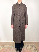 Safaa High Neck Coat in Textured Herringbone - The Shoe Hive