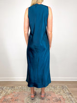 Satin Bias Maxi Dress in Neptune - The Shoe Hive