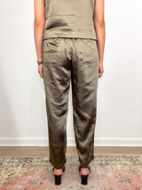 Satin Front Fly Pant in Parsley - The Shoe Hive