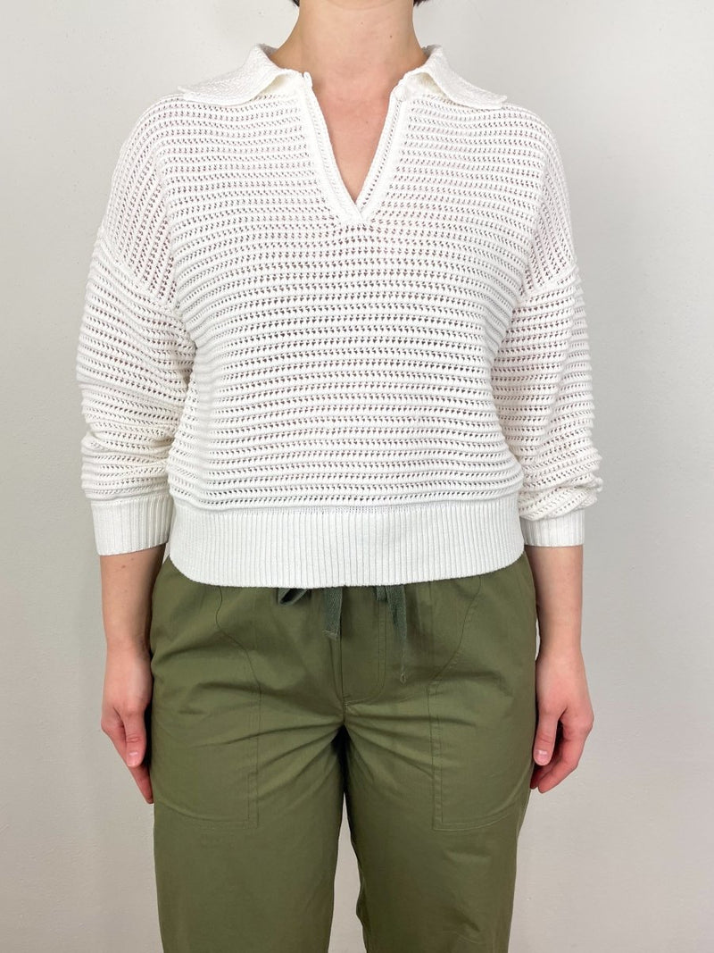 Scallop Collar Sweater in White - The Shoe Hive