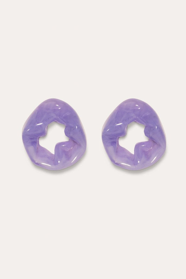 Scrunch Earrings in Purple Resin - The Shoe Hive