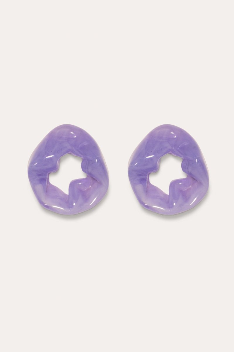 Scrunch Earrings in Purple Resin - The Shoe Hive
