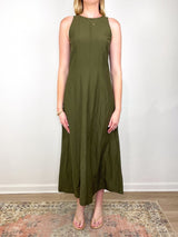 Sculpted Uma Sleeveless Maxi in Dark Olive - The Shoe Hive