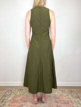 Sculpted Uma Sleeveless Maxi in Dark Olive - The Shoe Hive