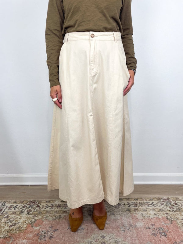 Seamed Maxi Skirt in Eggshell - The Shoe Hive