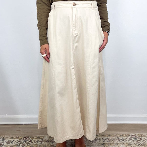 Seamed Maxi Skirt in Eggshell exclusive at The Shoe Hive