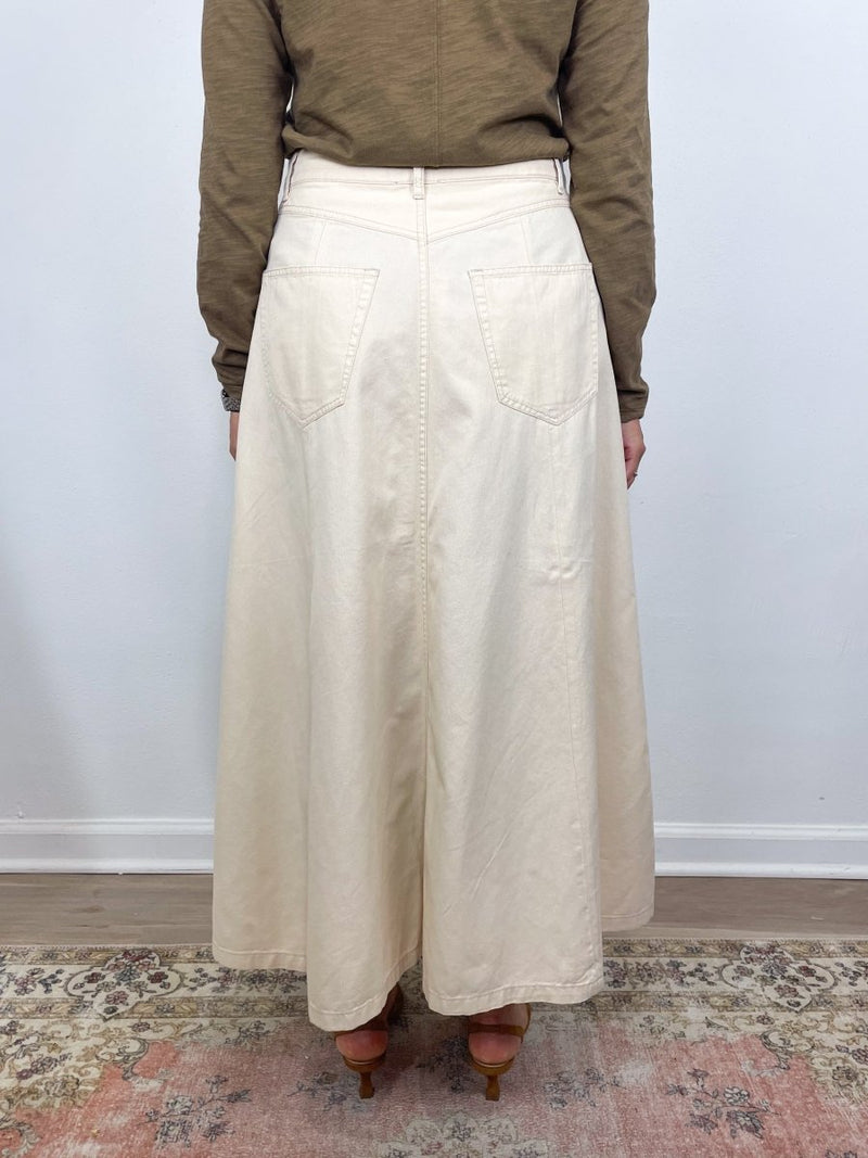 Seamed Maxi Skirt in Eggshell - The Shoe Hive