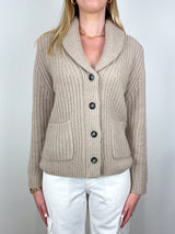 Shawl Collar Cardigan 1/1 in Marble Melange - The Shoe Hive
