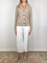 Shawl Collar Cardigan 1/1 in Marble Melange - The Shoe Hive