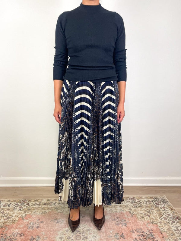 Shayna High Waist Pleated Midi Skirt in Eclipse - The Shoe Hive