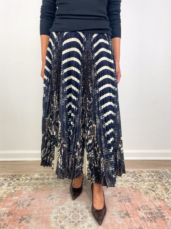 Shayna High Waist Pleated Midi Skirt in Eclipse - The Shoe Hive