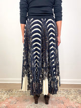 Shayna High Waist Pleated Midi Skirt in Eclipse - The Shoe Hive
