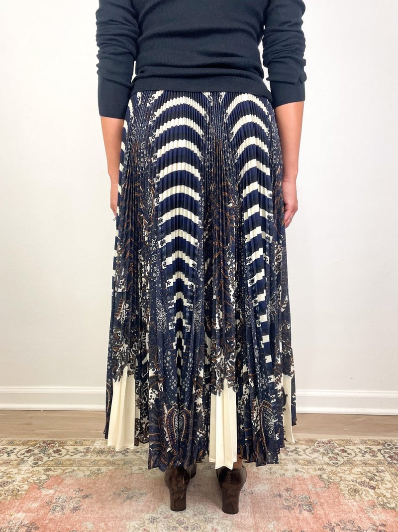 Shayna High Waist Pleated Midi Skirt in Eclipse - The Shoe Hive