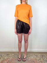 Sheer Crepe Knit Mock Unisex T in Orange - The Shoe Hive