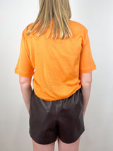 Sheer Crepe Knit Mock Unisex T in Orange - The Shoe Hive