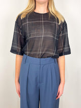 Sheer Wool Gauze Check Easy T in Black Multi - The Shoe Hive
