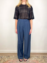 Sheer Wool Gauze Check Easy T in Black Multi - The Shoe Hive
