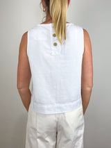 Shell Tank in White Tattered Denim - The Shoe Hive