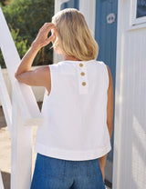 Shell Tank in White Tattered Denim - The Shoe Hive