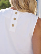 Shell Tank in White Tattered Denim - The Shoe Hive