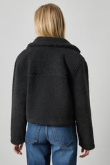Sherpa Collared Jacket in Black - The Shoe Hive