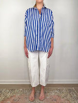 Shirley Oversized Button-Up Shirt in Chloe Stripe - The Shoe Hive