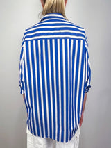 Shirley Oversized Button-Up Shirt in Chloe Stripe - The Shoe Hive