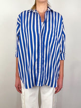 Shirley Oversized Button-Up Shirt in Chloe Stripe - The Shoe Hive