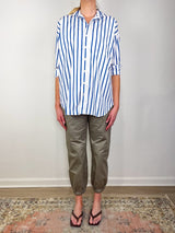 Shirley Oversized Button-Up Shirt in Ellen Stripe - The Shoe Hive