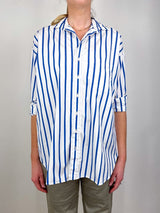 Shirley Oversized Button-Up Shirt in Ellen Stripe - The Shoe Hive