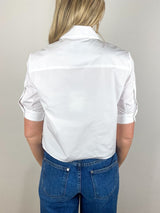 Short Lived Placket with Cherry Pleats in White - The Shoe Hive