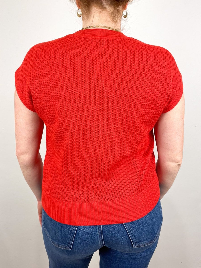 Short Sleeve Crewneck Sweater in Begonia - The Shoe Hive