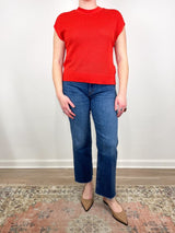 Short Sleeve Crewneck Sweater in Begonia - The Shoe Hive