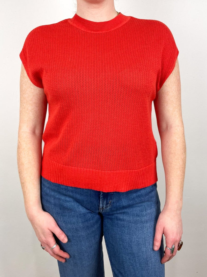 Short Sleeve Crewneck Sweater in Begonia - The Shoe Hive