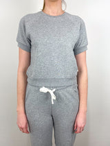 Short Sleeve Terry Sweatshirt in Heather Grey - The Shoe Hive