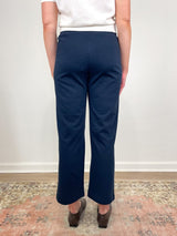 Side Panel Straight Leg Pant in Navy - The Shoe Hive