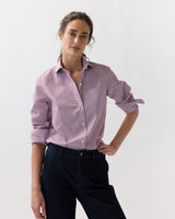 Sidney Shirt in Red/Sky Banker Stripe Poplin - The Shoe Hive