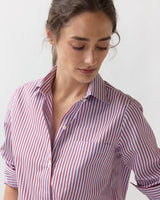 Sidney Shirt in Red/Sky Banker Stripe Poplin - The Shoe Hive