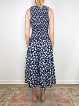 Siempre Tank Maxi Dress in Navy Floral Stamp - The Shoe Hive