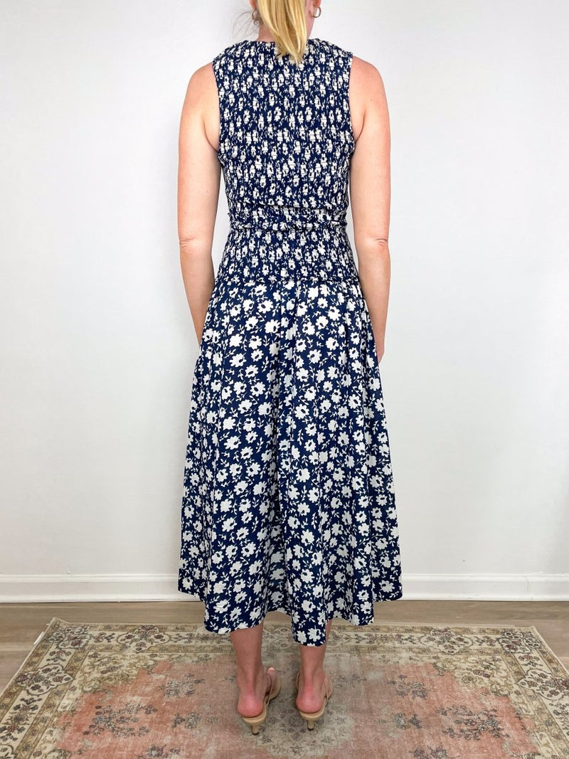 Siempre Tank Maxi Dress in Navy Floral Stamp Siempre Tank Maxi Dress in Navy Floral Stamp