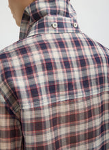 Silk Cotton Plaid Blouse with Removable Tie in Black/Red Multi - The Shoe Hive
