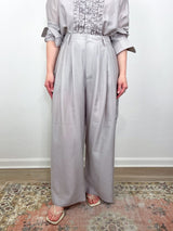 Silk Voile Cargo Triple Pleat Pant in Stone - The Shoe Hive