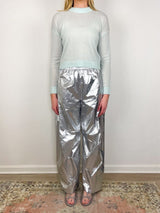 Silver Metallic Nylon Winslow Pant in Silver - The Shoe Hive