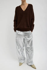 Silver Metallic Nylon Winslow Pant in Silver - The Shoe Hive