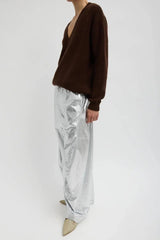 Silver Metallic Nylon Winslow Pant in Silver - The Shoe Hive