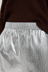 Silver Metallic Nylon Winslow Pant in Silver - The Shoe Hive