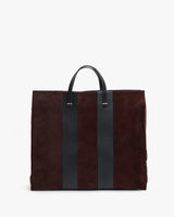 Simple Tote in Truffle Suede with Racing Stripes - The Shoe Hive