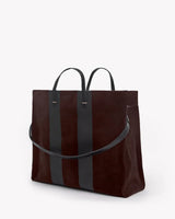 Simple Tote in Truffle Suede with Racing Stripes - The Shoe Hive