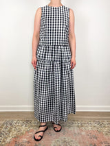 Single Tier Maxi Skirt in Black/White Check - The Shoe Hive