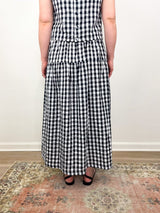 Single Tier Maxi Skirt in Black/White Check - The Shoe Hive
